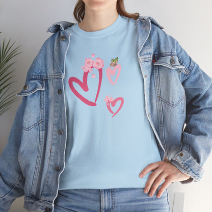 Unisex Heavy Cotton Tee Hearts Adorned