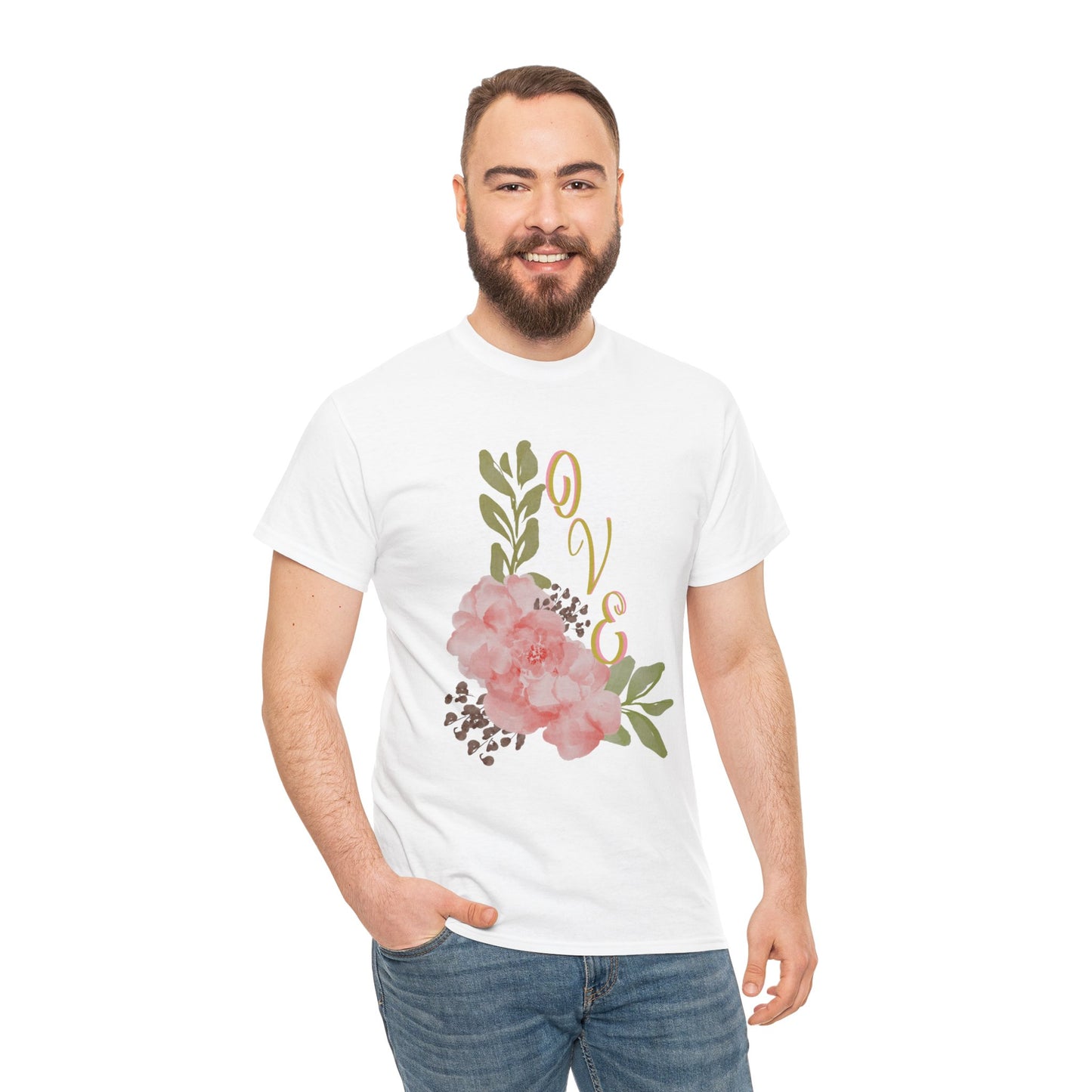 Floral “Love” Design - Unisex Heavy Cotton Tee