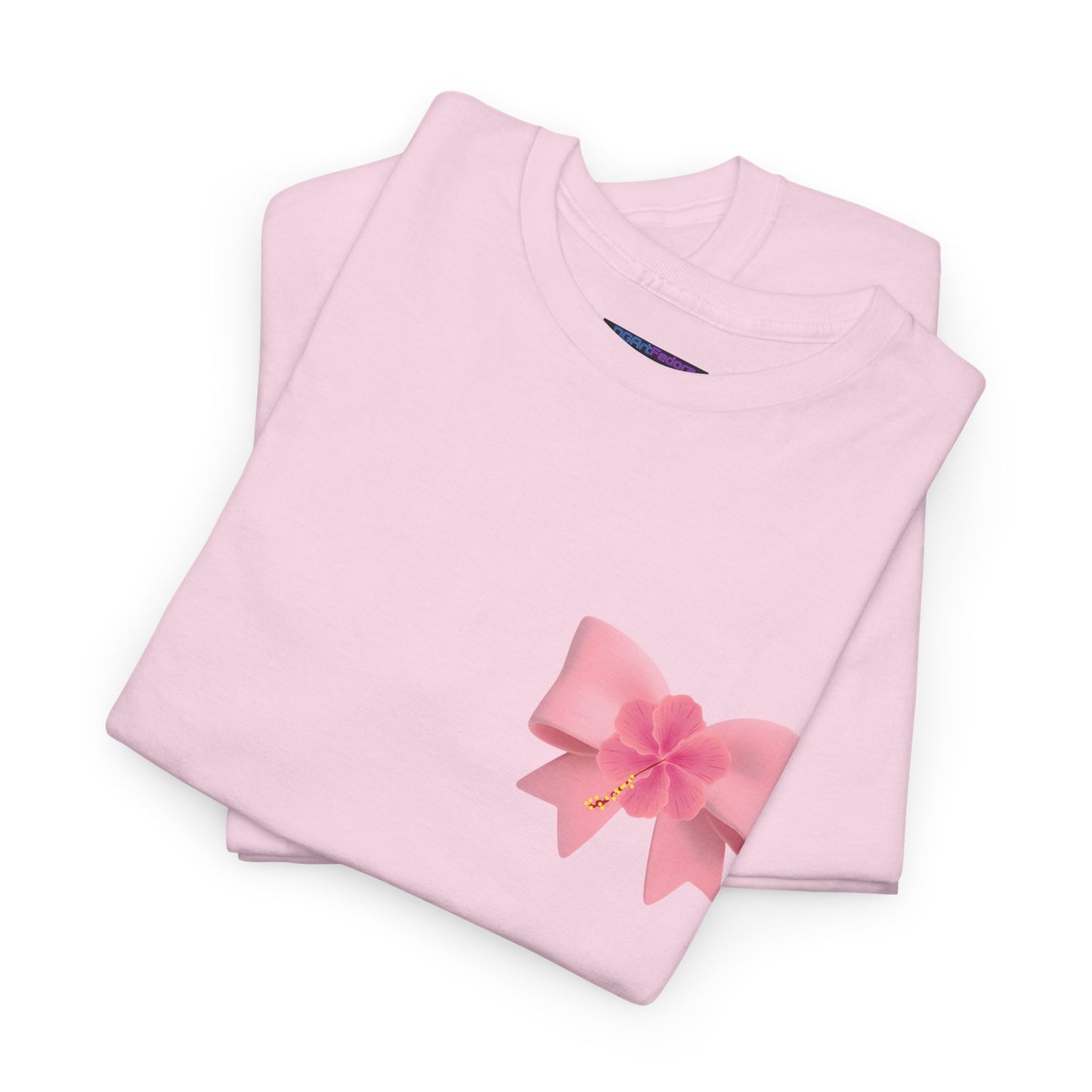 Cute Pink Bow with Flower Accent - Heavy Cotton Tee