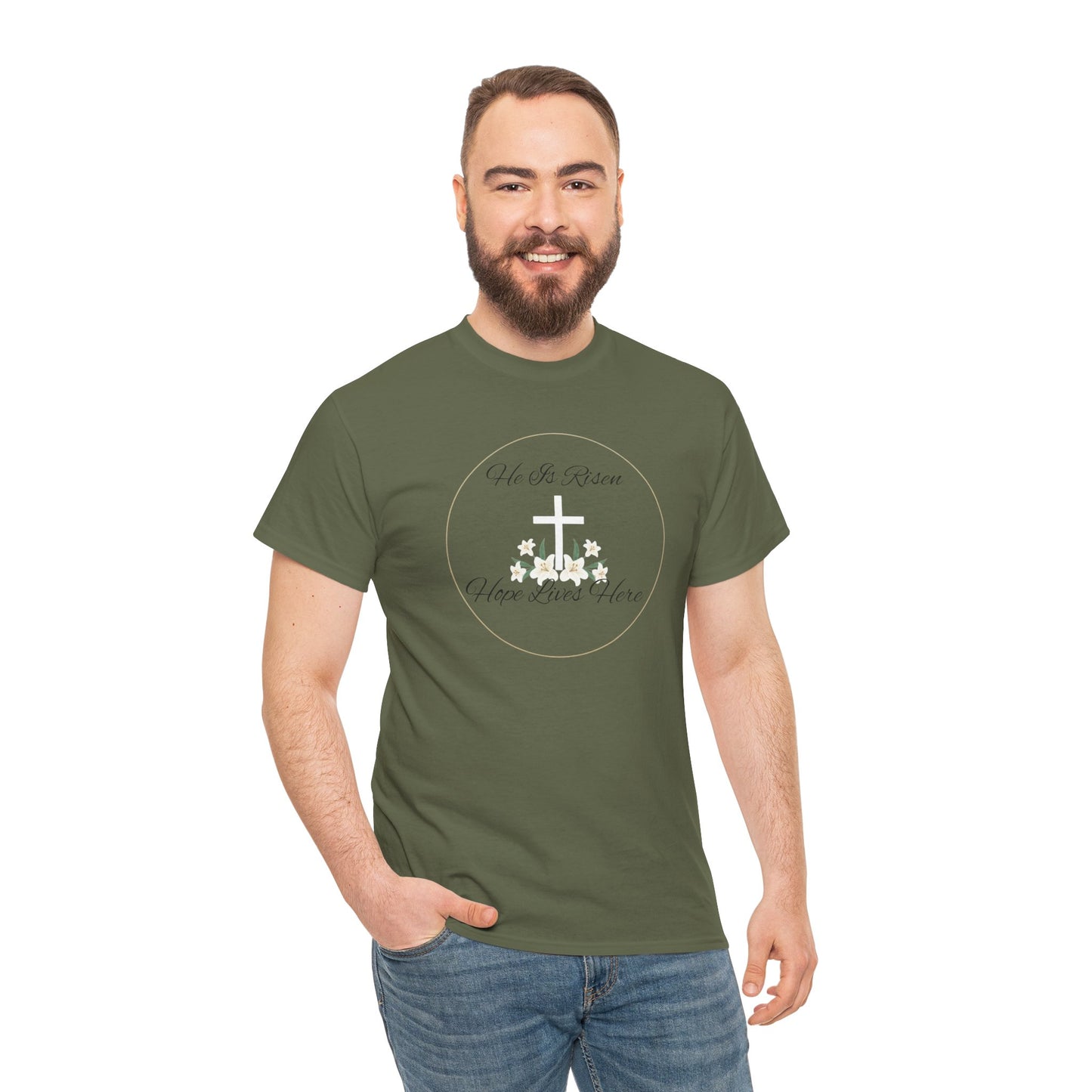 Unisex Heavy Cotton – He is Risen, Hope Lives Here