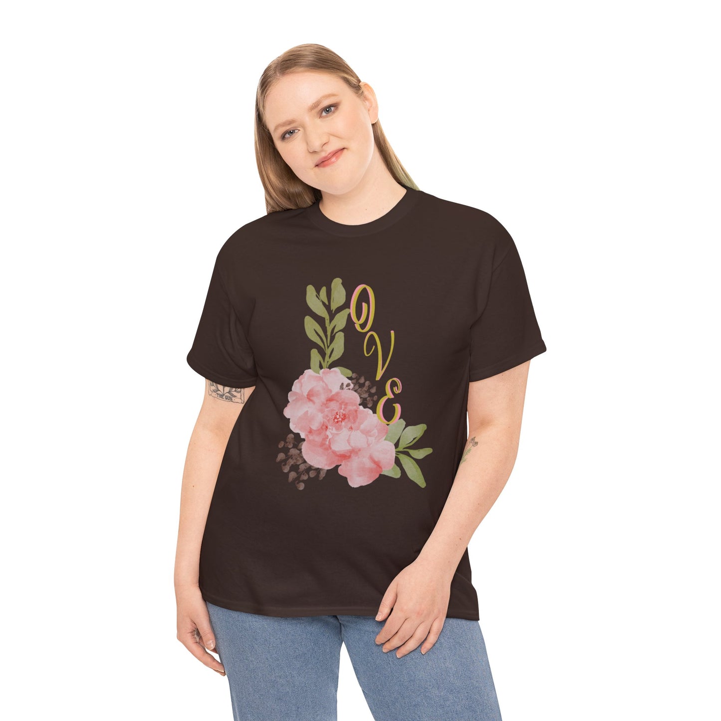 Floral “Love” Design - Unisex Heavy Cotton Tee