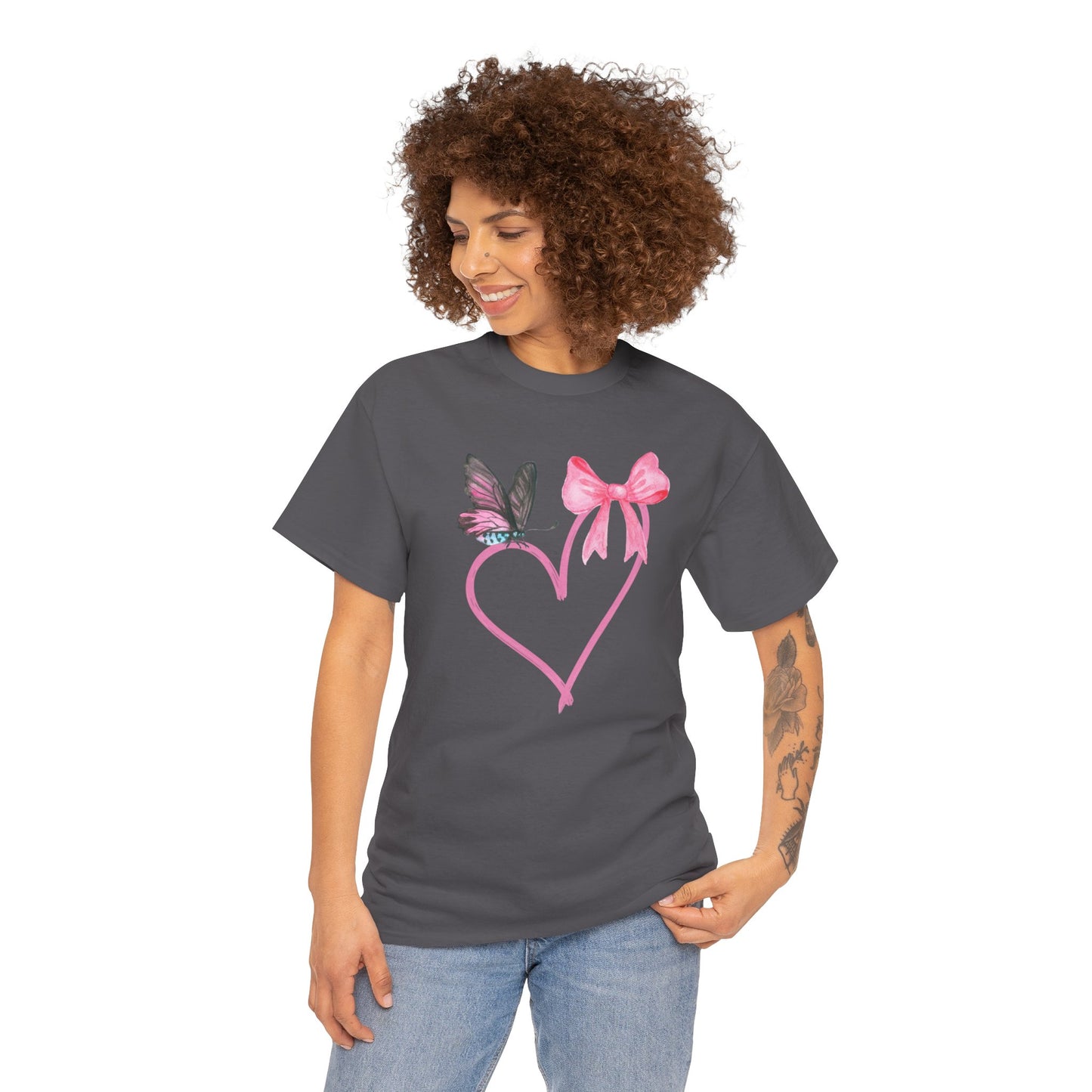 Unisex Heavy Cotton Tee Heart & Butterfly