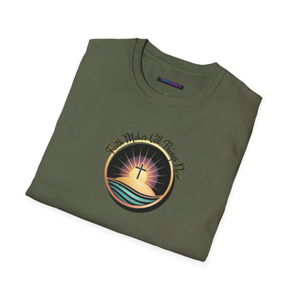 Unisex Softstyle T-Shirt - Shining Cross, Faith Makes All Things New