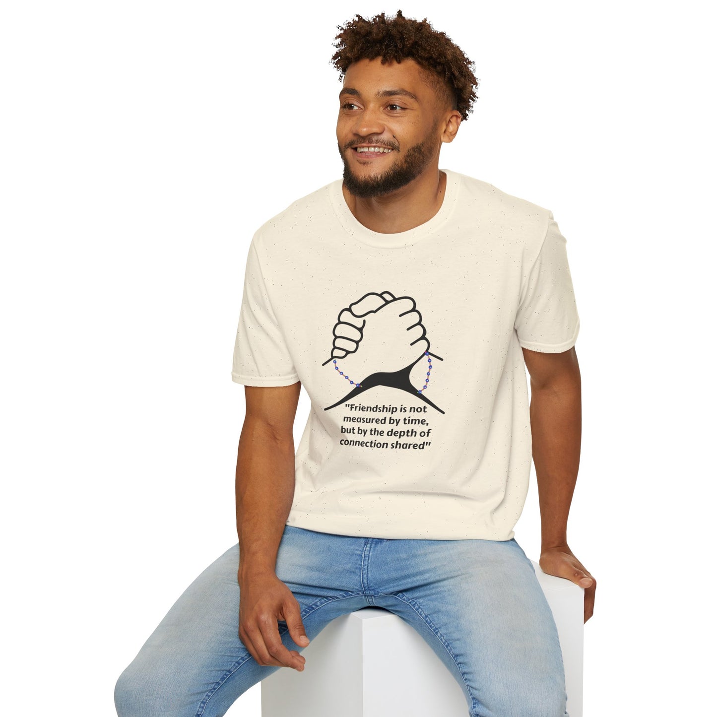 Unisex Softstyle T-Shirt Clasped Hands with Quote of Friendship