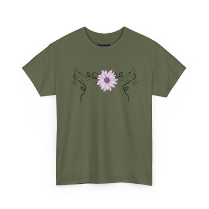 Unisex Heavy Cotton Tee - Doves with Flower