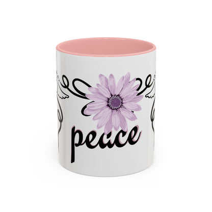 Accent Coffee Mug - Doves with Flower & Peace