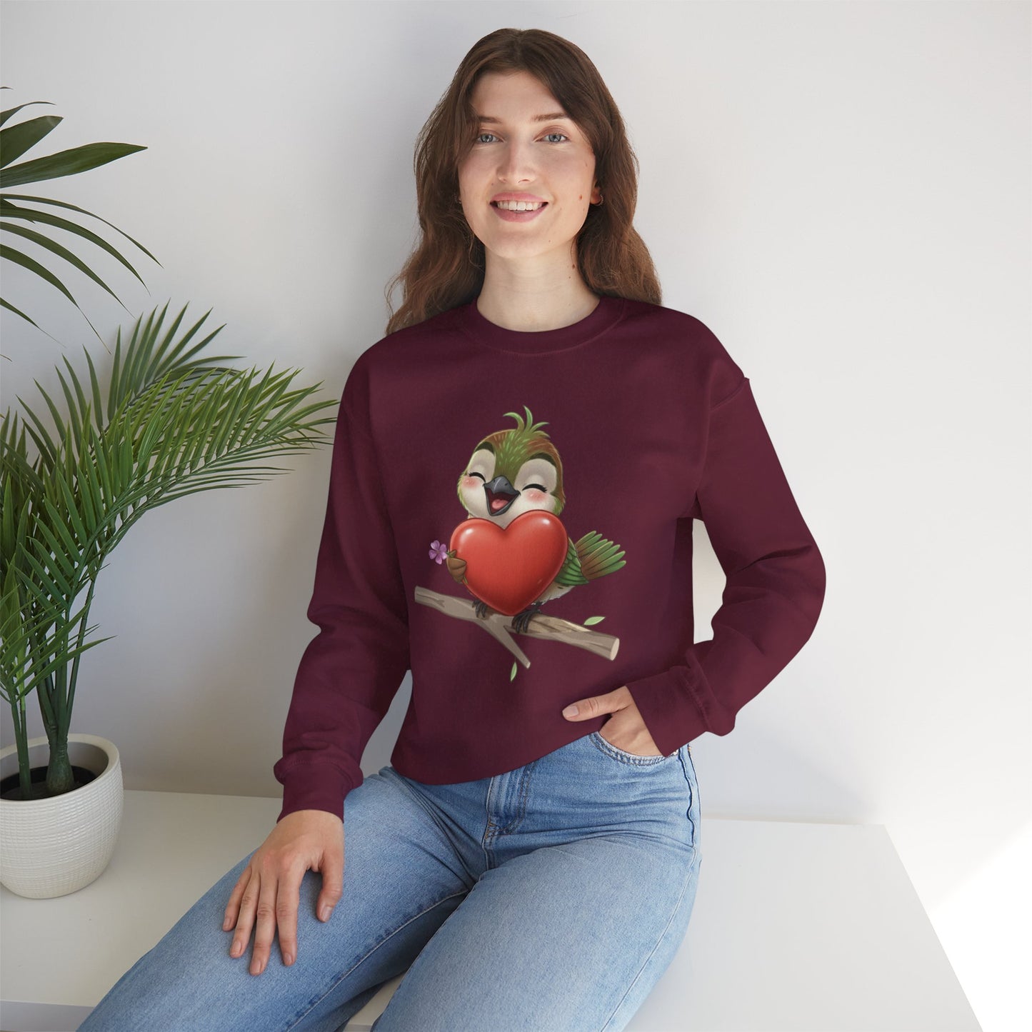 Unisex Heavy Blend Crewneck Sweatshirt Ciguita Hugging a Heart