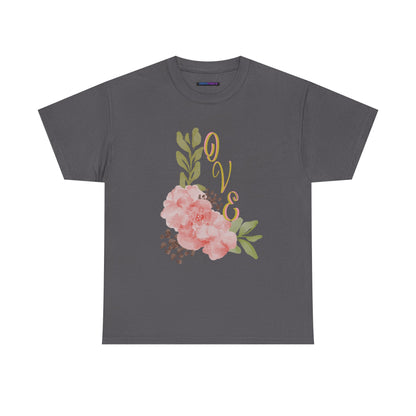 Floral “Love” Design - Unisex Heavy Cotton Tee