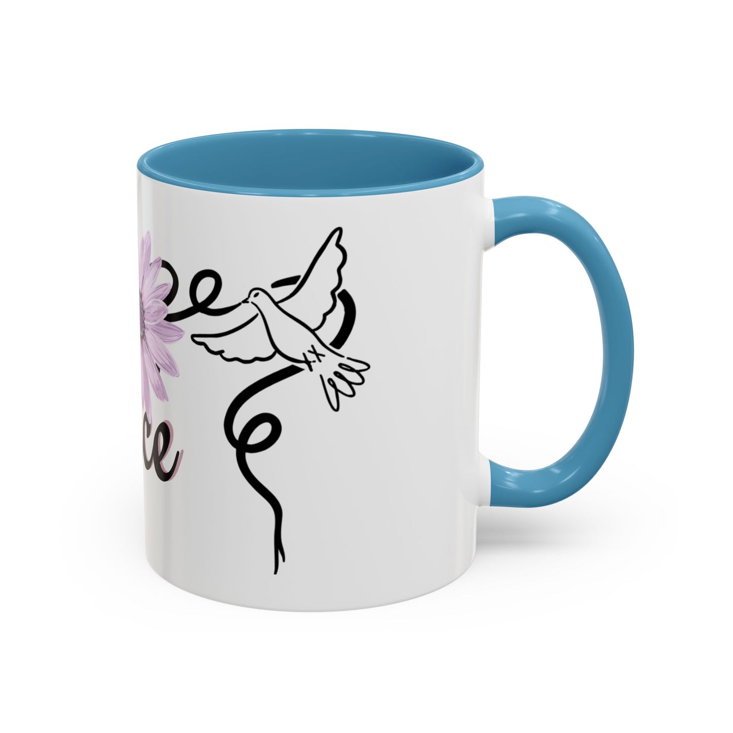Accent Coffee Mug - Doves with Flower & Peace