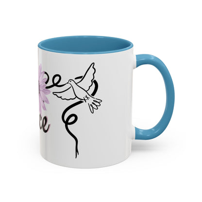 Accent Coffee Mug - Doves with Flower & Peace