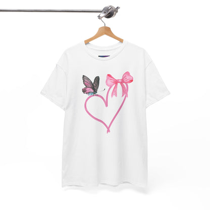Unisex Heavy Cotton Tee Heart & Butterfly