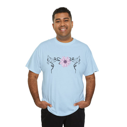 Unisex Heavy Cotton Tee - Doves with Flower