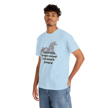Unisex Heavy Cotton Tee Horse with a Quote Inspiring Success