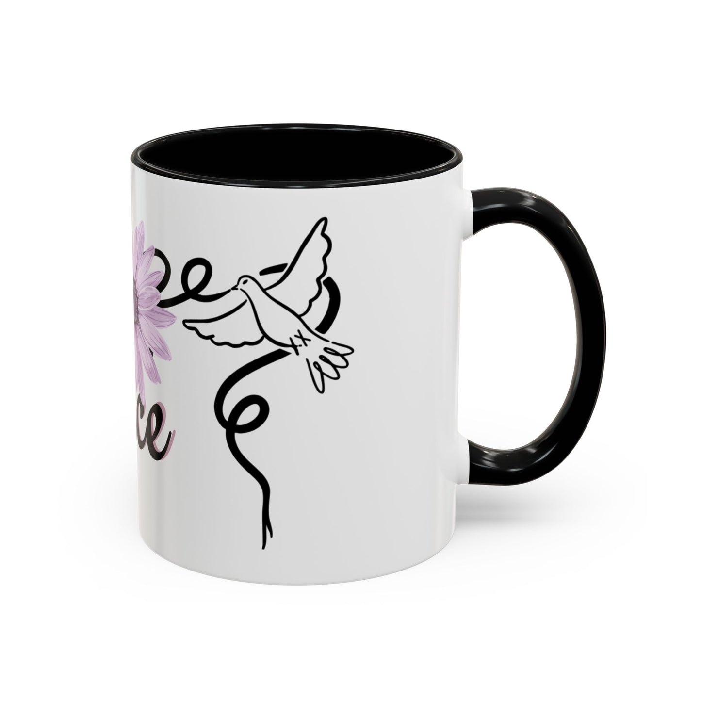Accent Coffee Mug - Doves with Flower & Peace