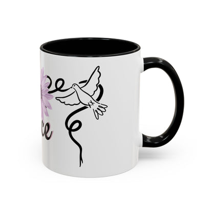 Accent Coffee Mug - Doves with Flower & Peace