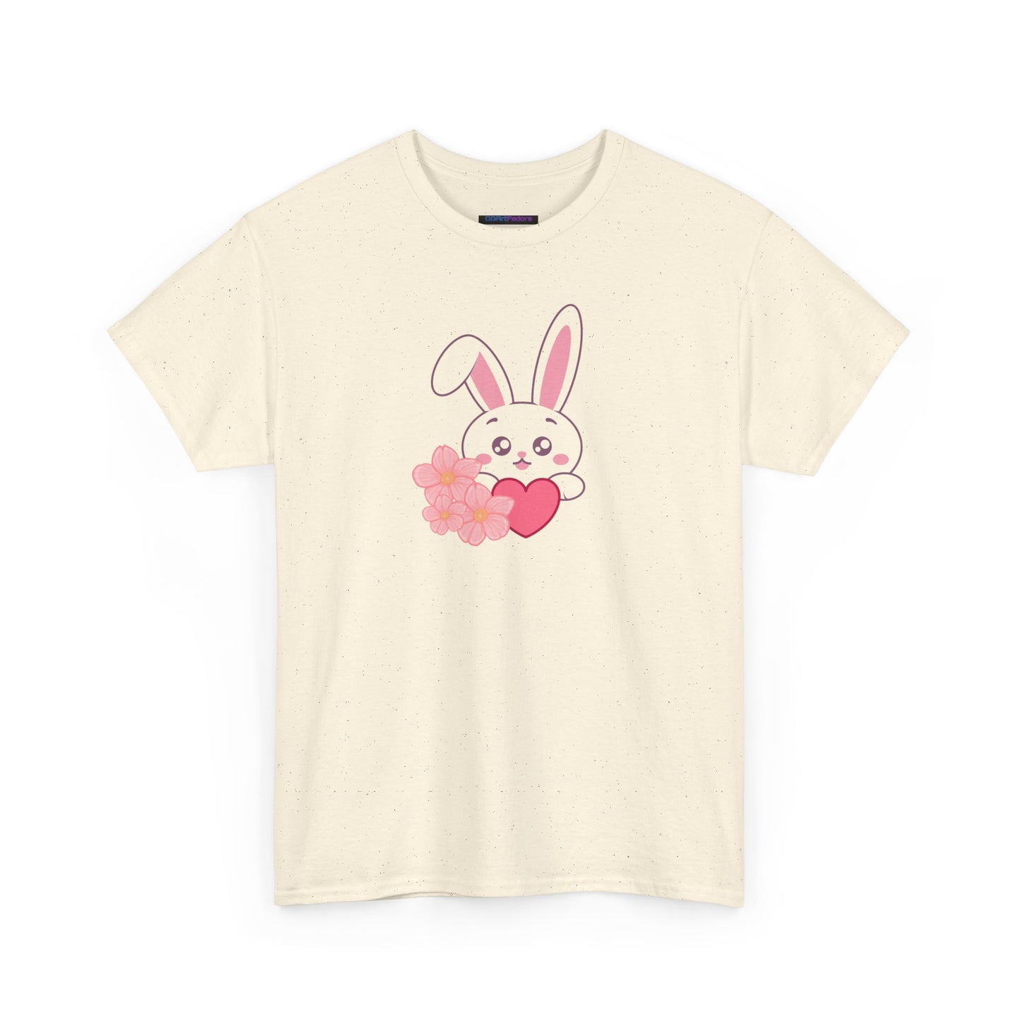 Unisex Heavy Cotton Tee - Whimsical Bunny Holding Heart