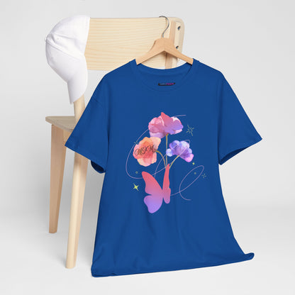 Dreamy Watercolor Flowers & Butterfly - Heavy Cotton Tee