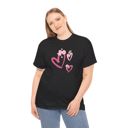 Unisex Heavy Cotton Tee Hearts Adorned