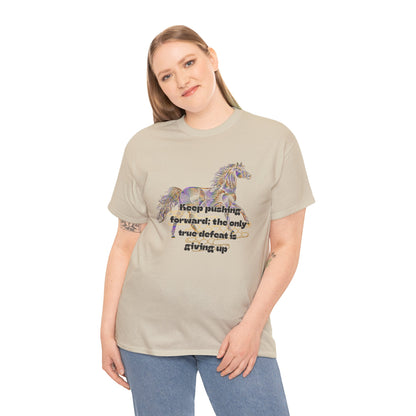 Unisex Heavy Cotton Tee Horse with a Quote Inspiring Success
