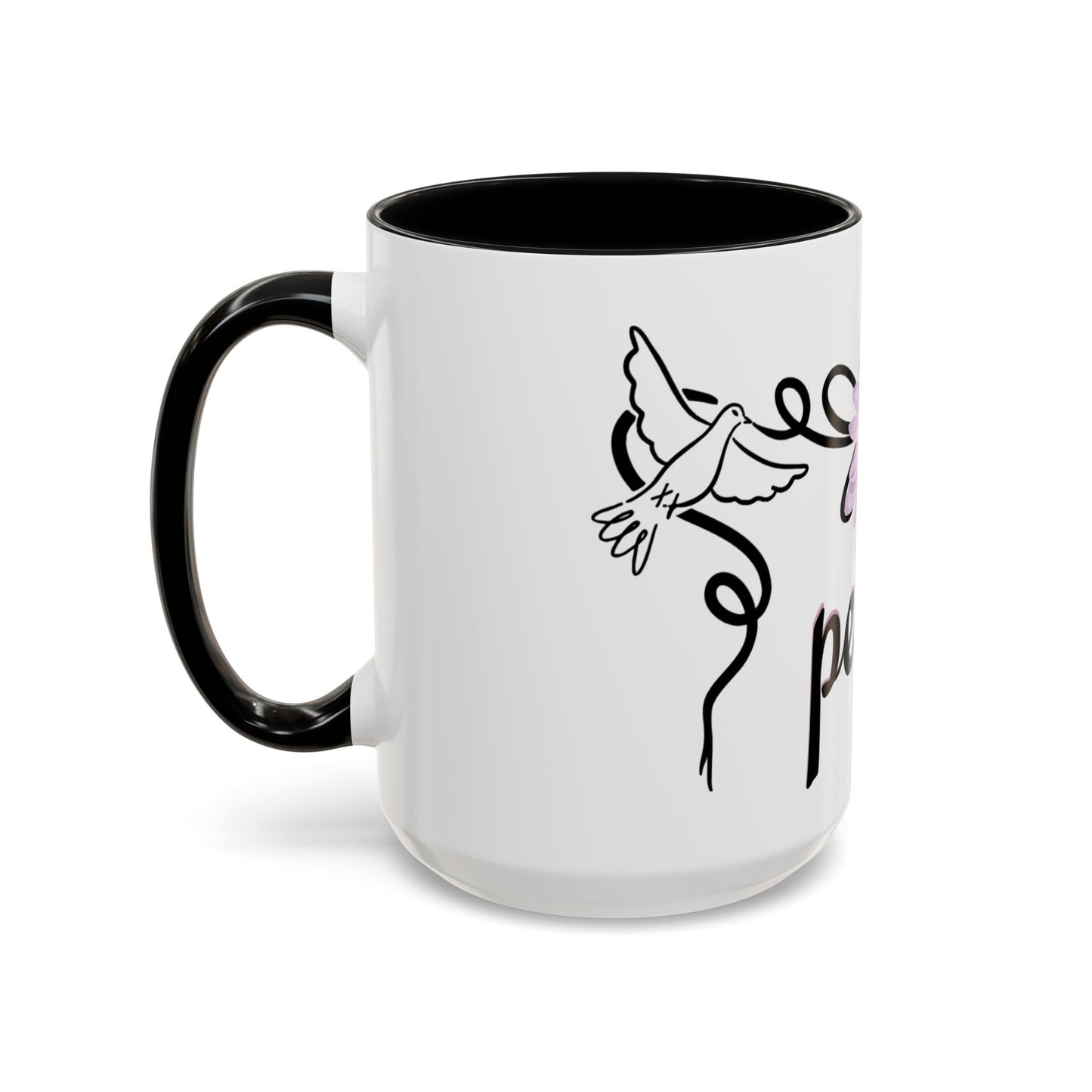 Accent Coffee Mug - Doves with Flower & Peace