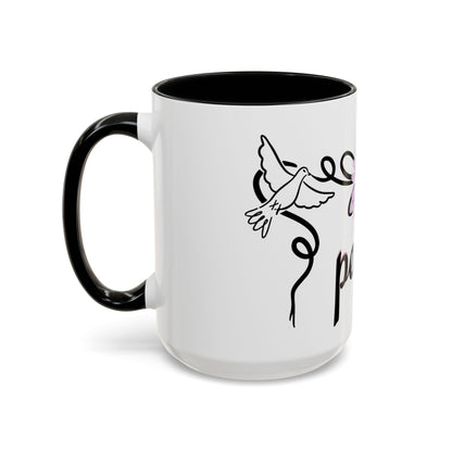 Accent Coffee Mug - Doves with Flower & Peace