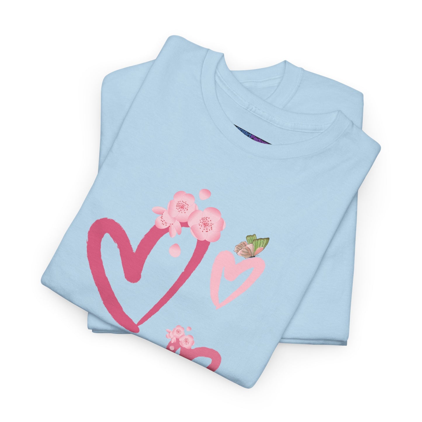 Unisex Heavy Cotton Tee Hearts Adorned