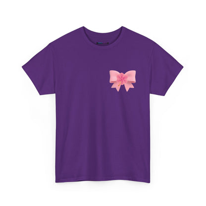 Cute Pink Bow with Flower Accent - Heavy Cotton Tee