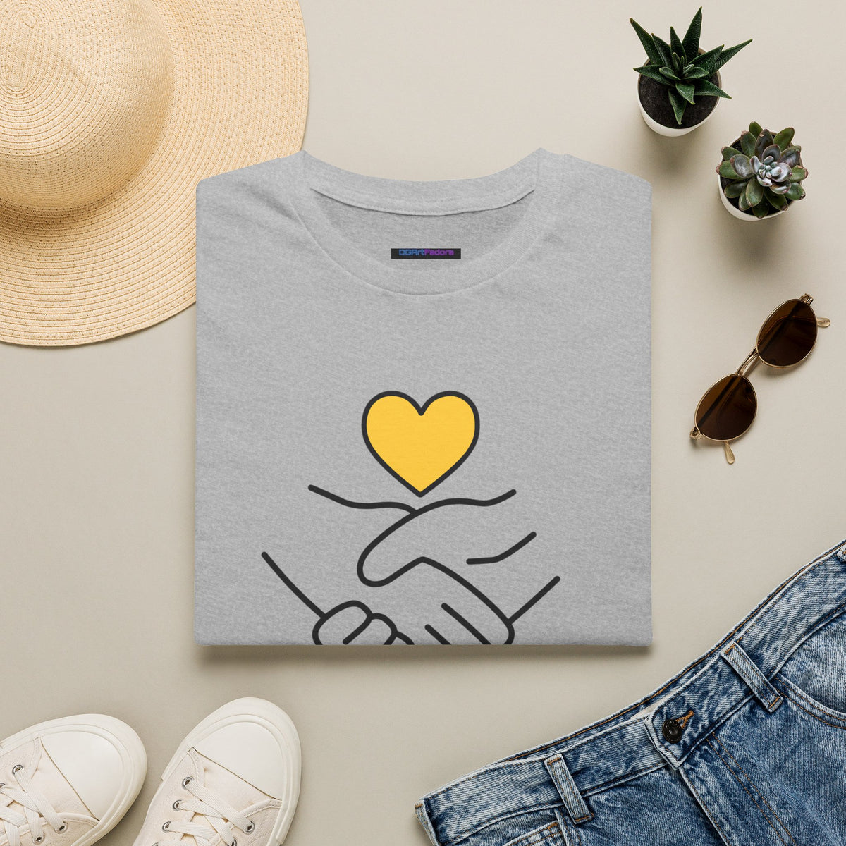 Unisex Softstyle T-Shirt Clasped Hands with Heart