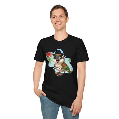 Unisex Softstyle T-Shirt of Ciguita on a Flamboyan Tree