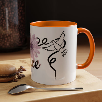 Accent Coffee Mug - Doves with Flower & Peace