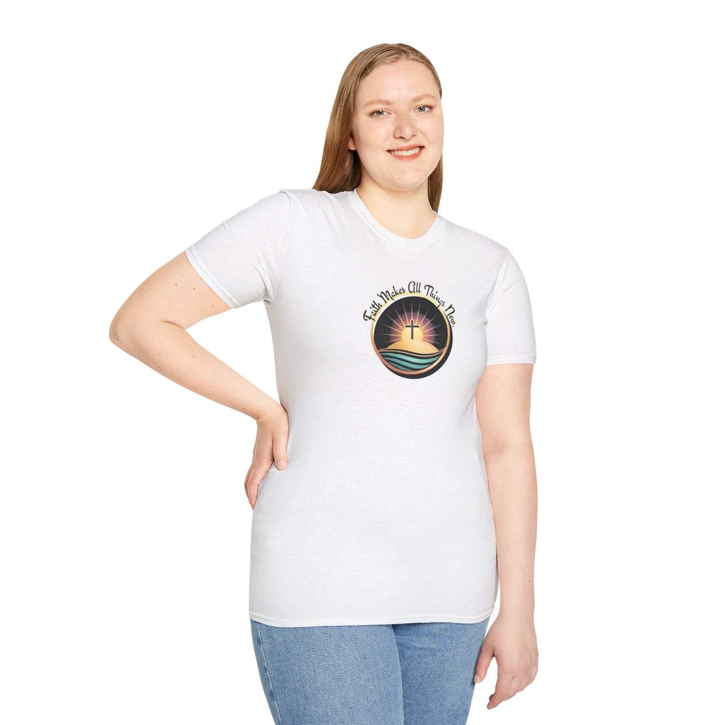 Unisex Softstyle T-Shirt - Shining Cross, Faith Makes All Things New