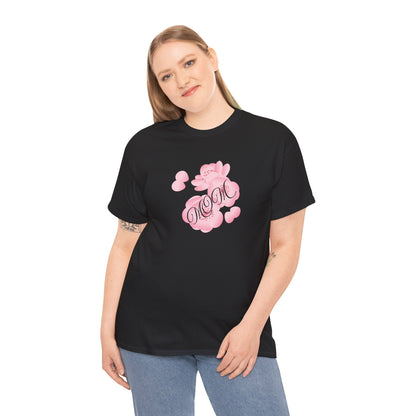 Stylish Mom Lettering with Pink Flowers - Heavy Cotton Tee