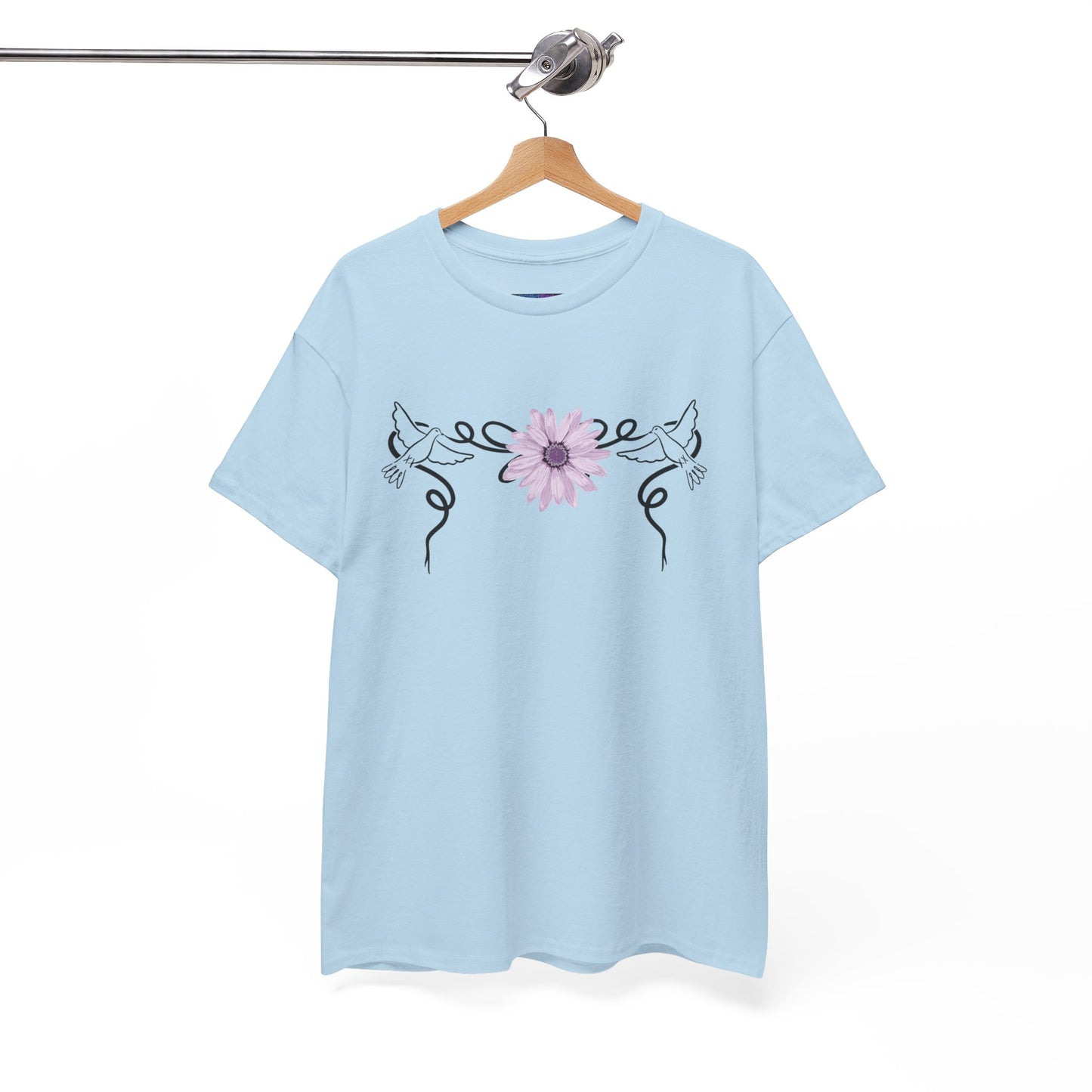 Unisex Heavy Cotton Tee - Doves with Flower