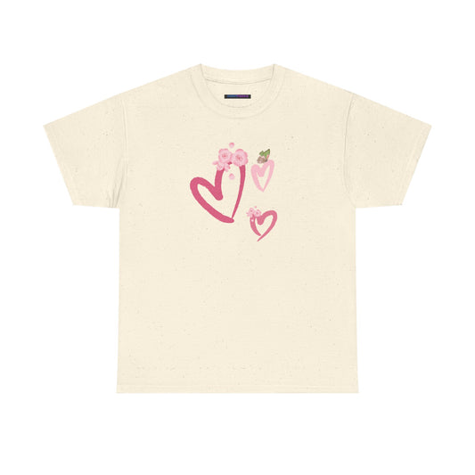 Unisex Heavy Cotton Tee Hearts Adorned
