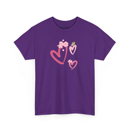 Unisex Heavy Cotton Tee Hearts Adorned