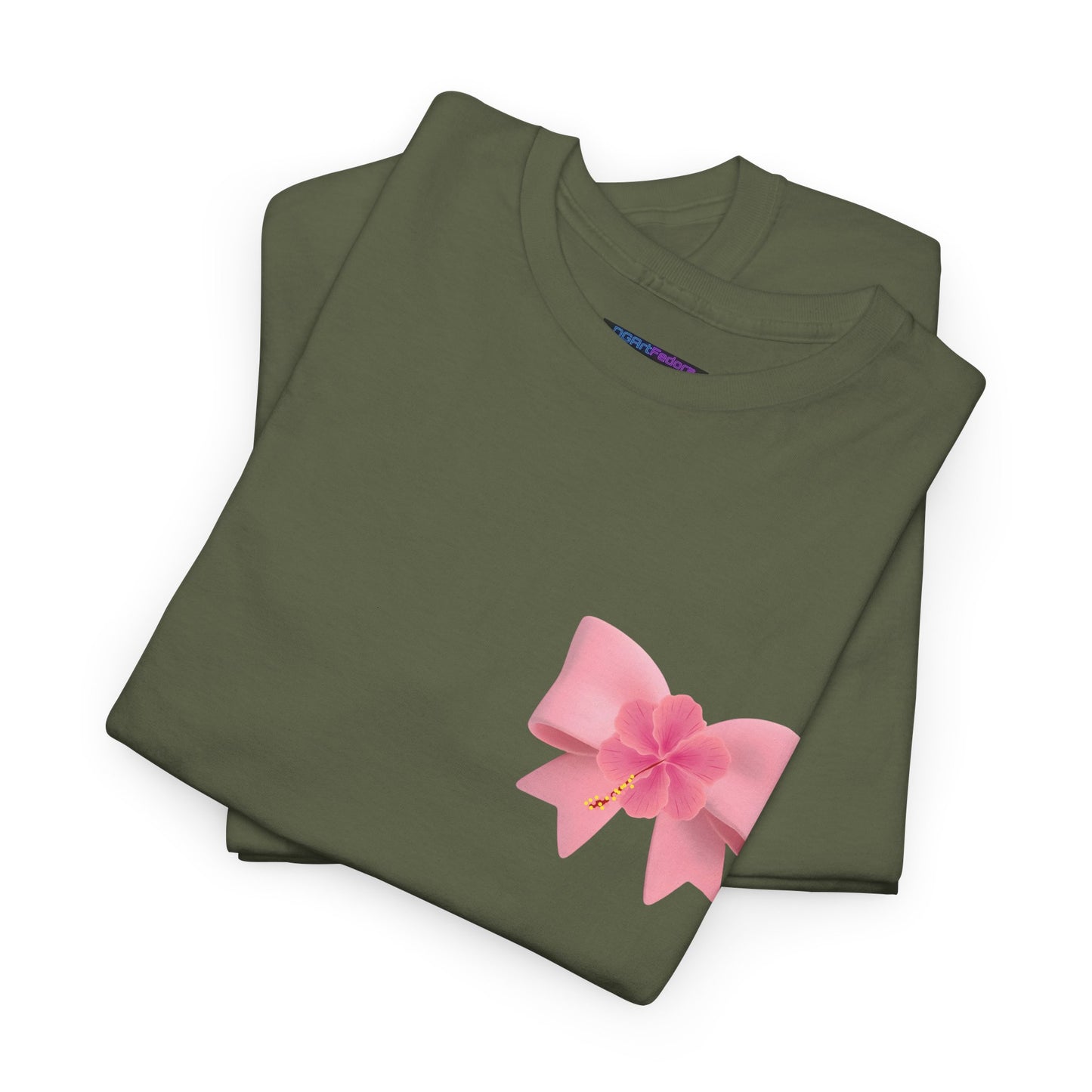 Cute Pink Bow with Flower Accent - Heavy Cotton Tee