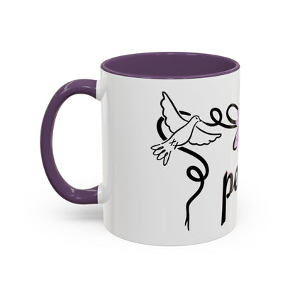 Accent Coffee Mug - Doves with Flower & Peace