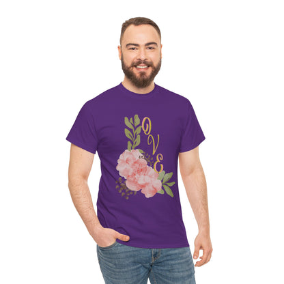 Floral “Love” Design - Unisex Heavy Cotton Tee