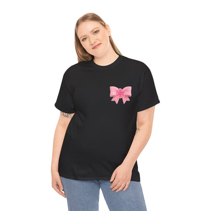 Cute Pink Bow with Flower Accent - Heavy Cotton Tee